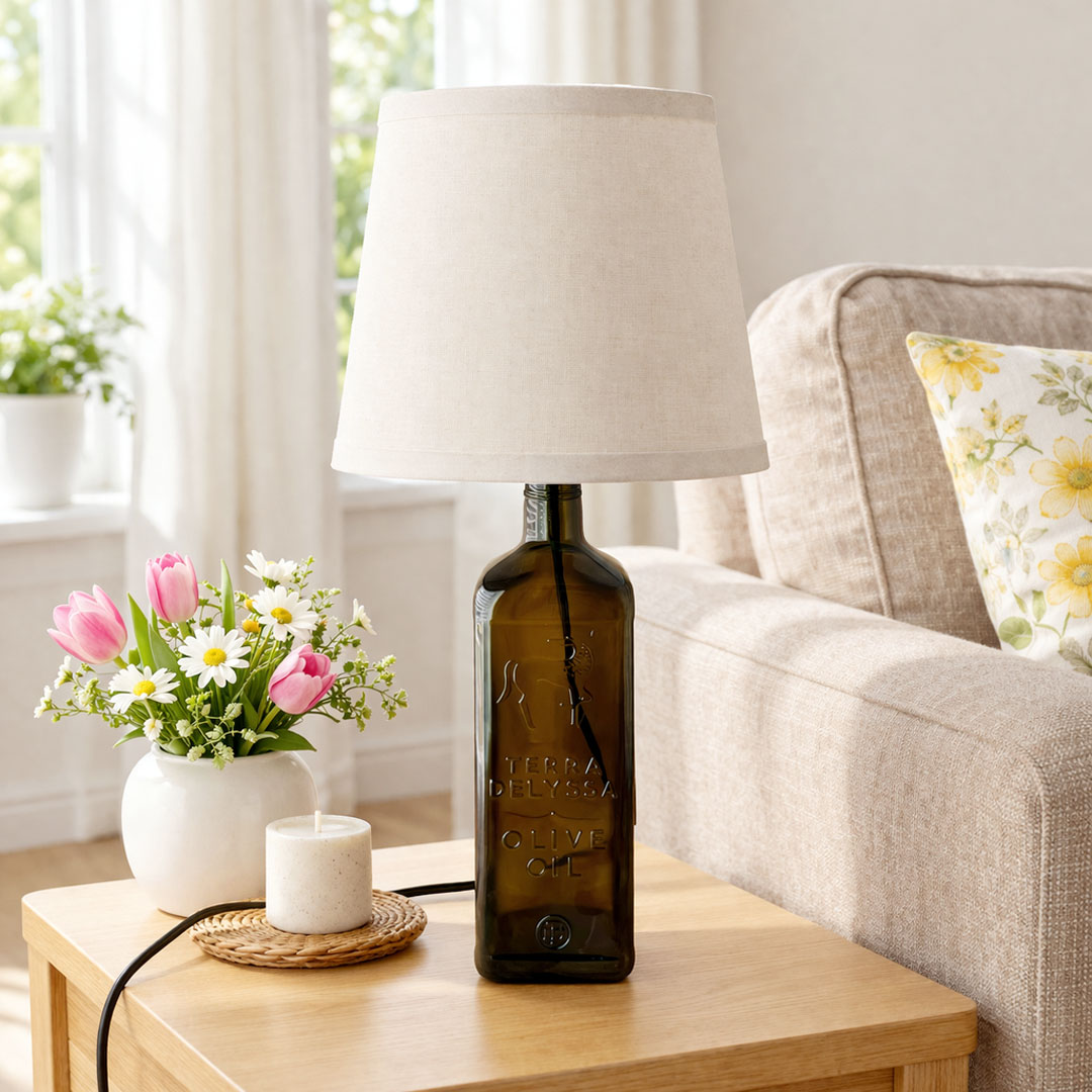 Handcrafted Terra Delyssa Olive Oil Bottle Lamp