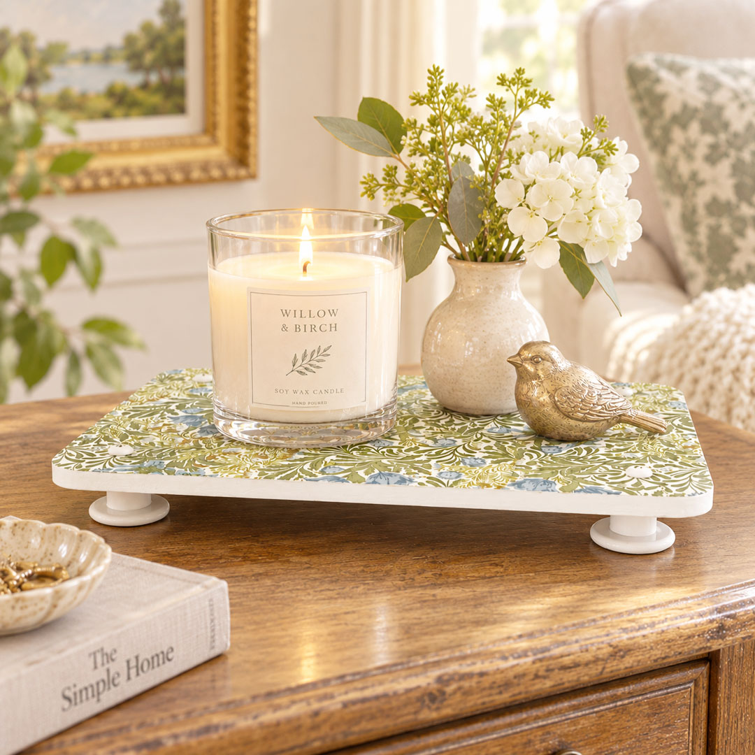 Handcrafted William Morris Green Floral Riser